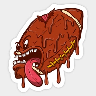 Melted Rugby Ball Character Sticker